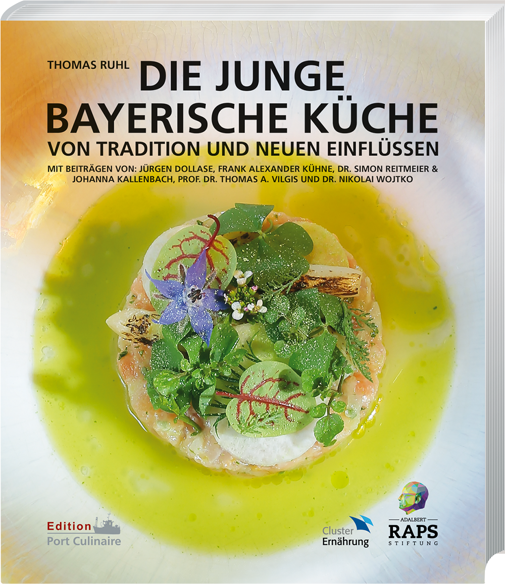 Das Kochbuch Die junge bayerische Küche zeigt ein fein angerichtetes Gericht mit frischen Kräutern und Öl auf dem Cover. Das Kochbuch Die junge bayerische Küche zeigt ein fein angerichtetes Gericht mit frischen Kräutern und Öl auf dem Cover.