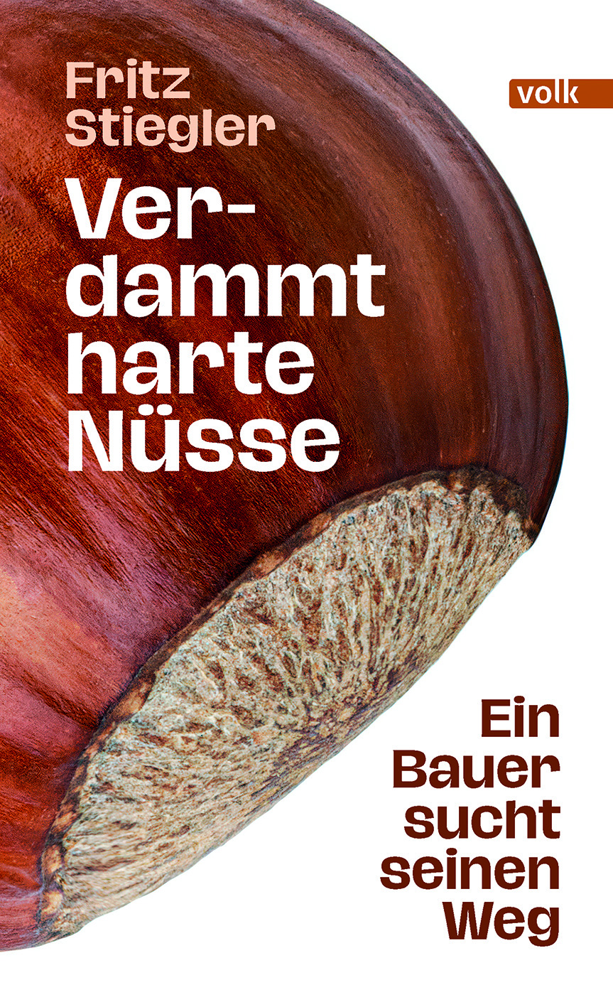 Das Cover des Buches Verdammt harte Nüsse zeigt eine detailreiche Nahaufnahme einer braunen Kastan. Das Cover des Buches Verdammt harte Nüsse zeigt eine detailreiche Nahaufnahme einer braunen Kastan.